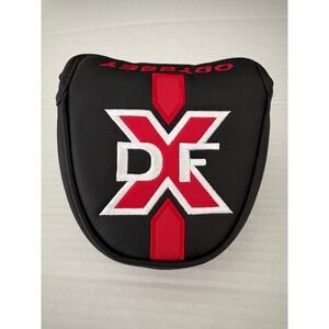 Odyssey Mallet Putter Headcover DFX Synthetic Leather Black Red Golf EUC